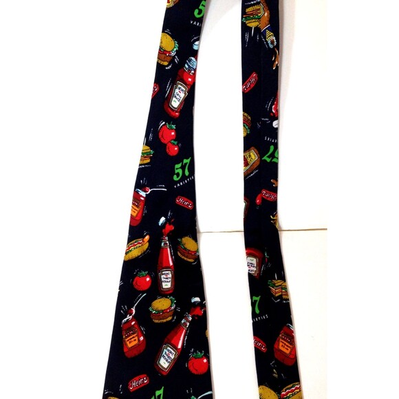 Vintage Heinz Neck Tie Mens Novelty Silk Ketchup Relish 57 Sauce USA Made 58" - Picture 5 of 8